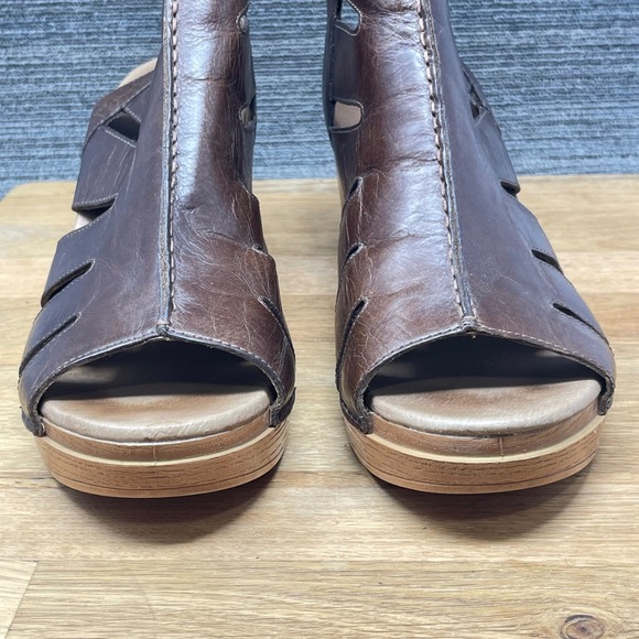 Dansko Demetra Sandals Women US 11.5 EU 42 Brown Leather Cutout Block Heel Clogs main image 1